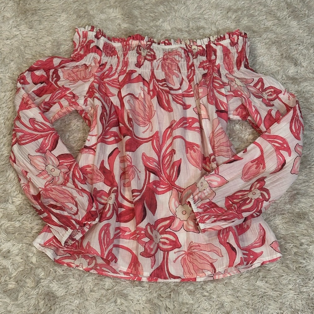 H&M Pink Floral Off-Shoulder Blouse